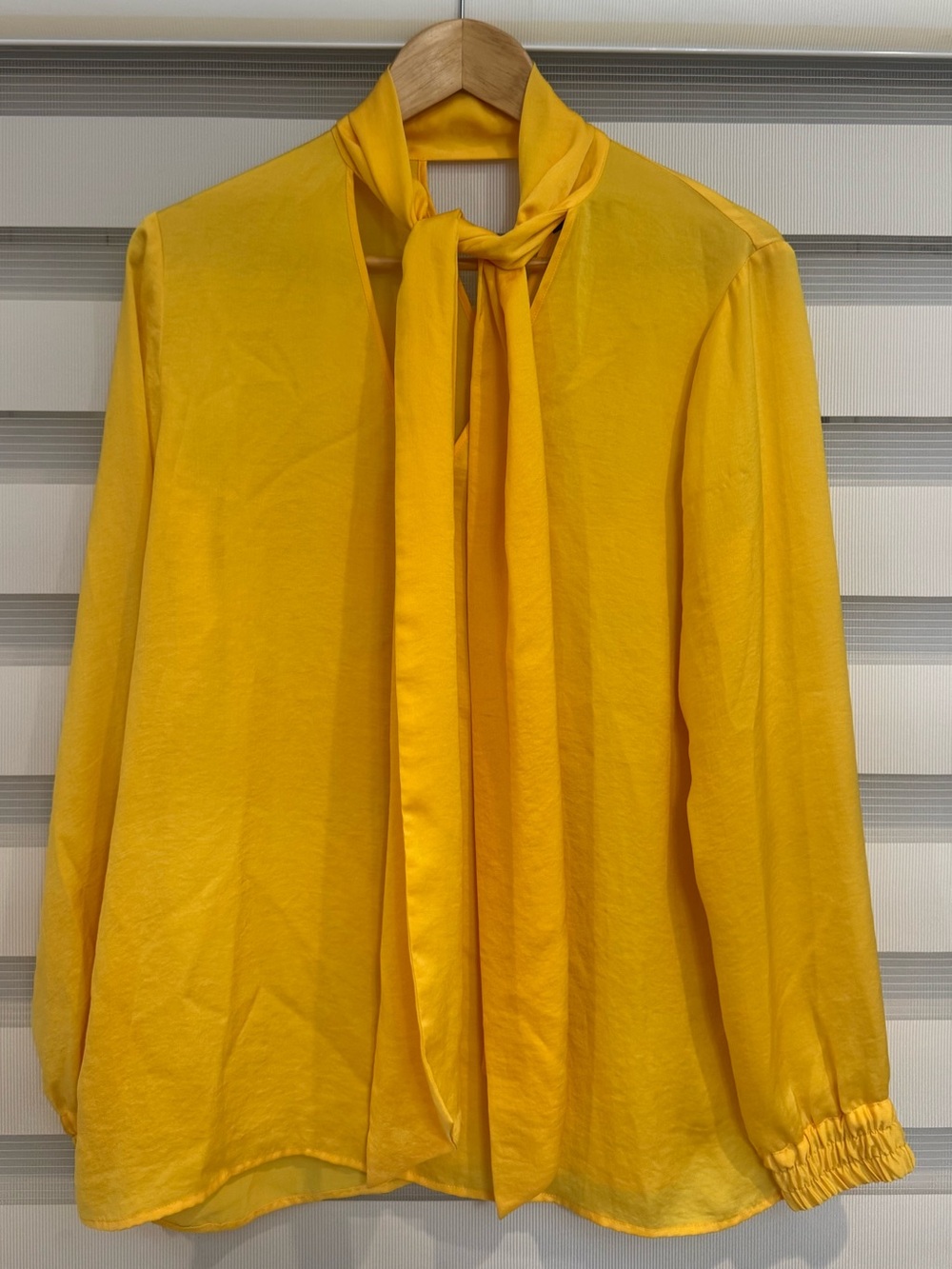 Adolfo Dominguez Yellow Tie-Neck Blouse